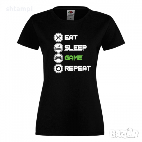 Дамска тениска Game 1 Eat,Sleep,Game,Anime,Repeat,Ядене,Спане,Геймс,, снимка 8 - Тениски - 36420095