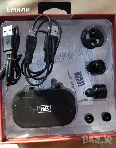 TNB Слушалки, безжични, с Bluetooth, със зареждащ кейс, черни, снимка 2 - Слушалки, hands-free - 34800207