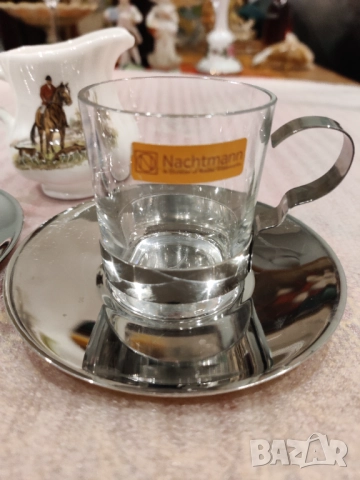 Чаши за кафе. Стъкло и метал , снимка 3 - Чаши - 52730309