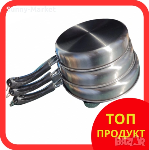 Супер здрави и качествени 3  броя тигани с дръжка 22/24/26 см.