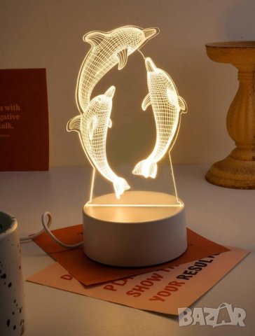 Лед нощна лампа с делфини за подарък , снимка 3 - Други - 41755523