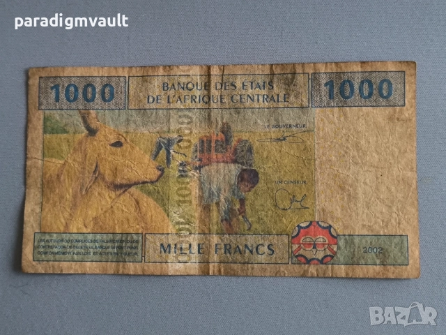 Банкнота - Централни африкански щати - 1000 франка | 2002г., снимка 2 - Нумизматика и бонистика - 52765917