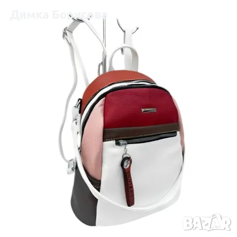 Компактна дамска раница с пъстър дизайн от еко материал, снимка 5 - Раници - 50177042