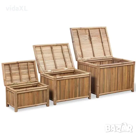 vidaXL Бамбукови кутии за съхранение, 3 броя