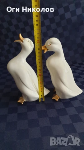 Чифт порцеланови патици с позлата, снимка 4 - Антикварни и старинни предмети - 50998230