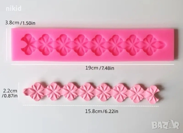 красив универсален борд кант цветя панделки украса торта мъфини с фондан шоколад и др, снимка 2 - Форми - 16573886