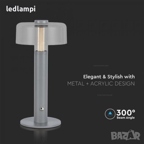 Настолна LED Лампа 1W Димиране Сива Презареждане Топло Бяла Светлина, снимка 4 - Настолни лампи - 41143031