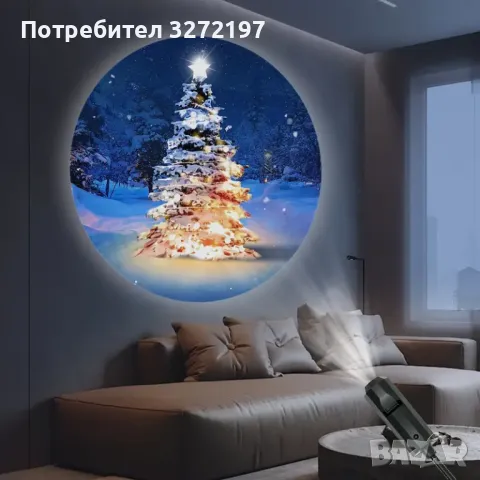 USB Захранвана LED Коледна Елха и Снежинка Проекционна Светлина, снимка 4 - Лед осветление - 47992500