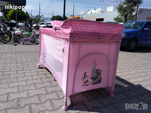 LORELLI Детска кошара на 2 нива с повивалник MOONLIGHT розов, снимка 9 - Кошарки - 53565231