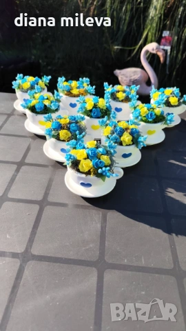 Сладурски Чашки с нежни цветлета в синьо и жълто!!, снимка 11 - Декорация за дома - 53185235