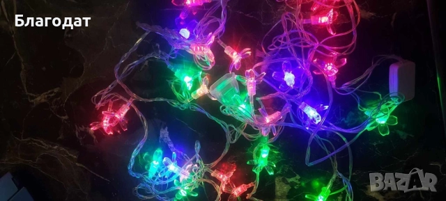 Многоцветни коледни LED лампички с цветя с щепсел  - Многоцветни, дължина - 5м ,28бр лампички., снимка 15 - Декорация за дома - 52410693
