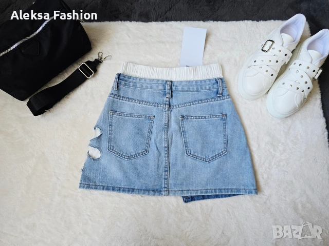 Дамска къса дънкова пола атрактивен модел , снимка 6 - Поли - 50073704