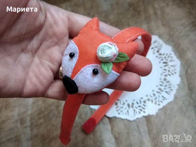 Диадема и ластик за коса с лисица Оранжева Диадема Ръчна Изработка , снимка 3 - Аксесоари за коса - 42519575