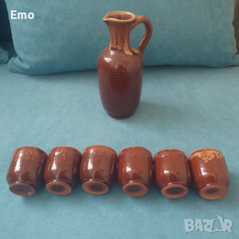 Керамичен сет чаши + гарафа, снимка 4 - Сервизи - 52632762