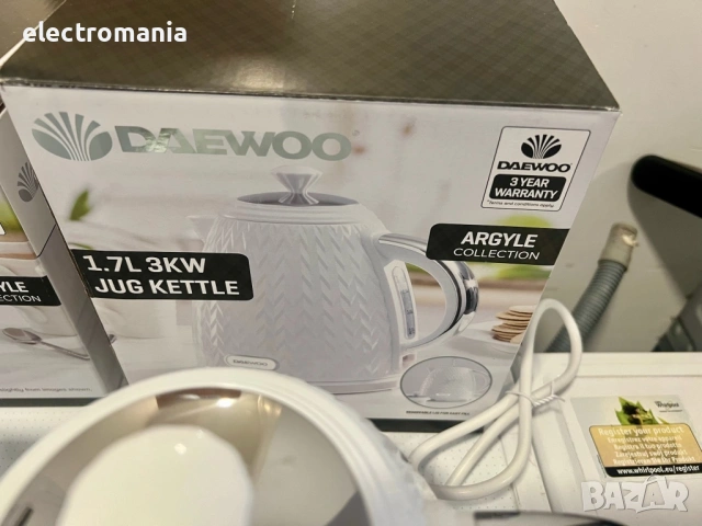 комплект електрическа кана и тостер за филийки Daewoo Argyle, снимка 8 - Тостери - 53416017