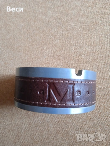 Метален пепелник с кожен ринг, снимка 4 - Други - 53653538