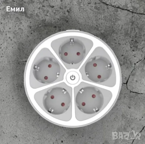 Кръгъл разклонител Muhler с ключ 5 гнезда, 1,5 метра, снимка 2 - Друга електроника - 47703496