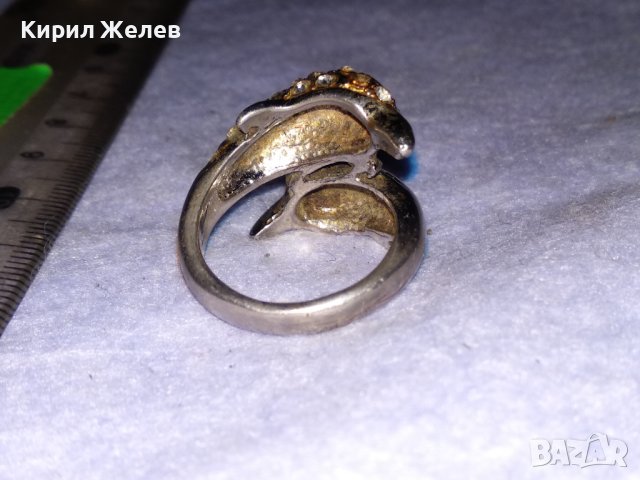СТАР ПОСРЕБРЕН ФИГУРАЛЕН КРИСТАЛЕН АРТ ПРЪСТЕН - ДЕЛФИНЧЕТА от БЛАГОРОДНА СТОМАНА 14539, снимка 7 - Пръстени - 41649094