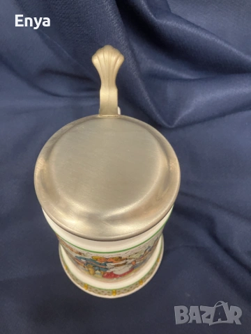 Винтидж керамична халба за бира с капак, снимка 5 - Антикварни и старинни предмети - 53356612