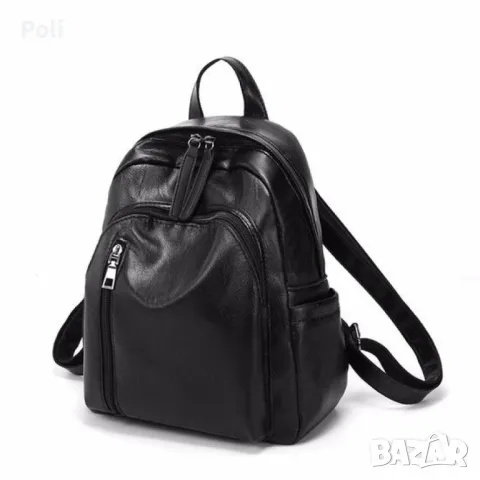 Дамска раница от висококачествена кожа с подарък малка чанта и портмоне, снимка 3 - Раници - 47338573