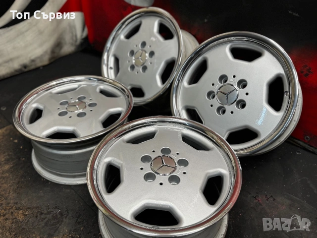 Ретро алуминиеви джанти за Мерцедес, MONOBLOCK, 15 цола, 5х112, снимка 3 - Гуми и джанти - 53620998