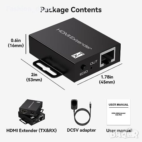 Нов HDMI удължител до 60м през Cat6/Cat7 Ethernet кабели Full HD 1080P 3D, снимка 7 - Друга електроника - 42461214