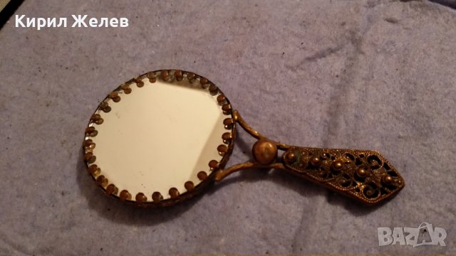 СТАРИННО РУСКО КРИСТАЛНО ОГЛЕДАЛЦЕ БРОНЗ ФИЛИГРАН РЕТРО ОРНАМЕНТИКА ПОЗЛАТА 34022, снимка 5 - Антикварни и старинни предмети - 38892177