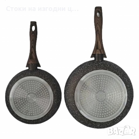 Комплект тигани 9Tnine-4419, 22/26см, Мраморно покритие, Кован алуминий, снимка 4 - Други стоки за дома - 52903362