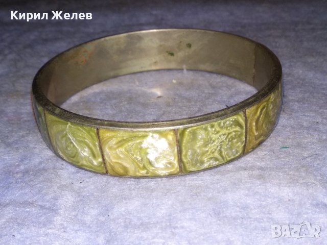 СТАРА ПОСРЕБРЕНА СТОМАНЕНА РЕТРО ГРИВНА ИНКРУСТИРАНА с РЪЧНО ШЛИФОВАН ЗЕЛЕН ЯСПИС 38319, снимка 8 - Антикварни и старинни предмети - 41148212