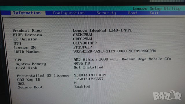 Продавам лаптоп на части Lenovo L340-17API, снимка 2 - Части за лаптопи - 34364960