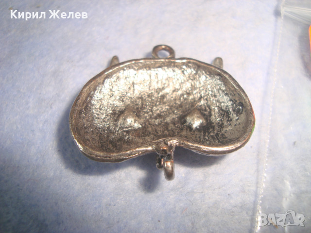 ПОСРЕБРЕН ФИГУРАЛЕН АРТ МОДЕН МЕДАЛЬОН - БУХАЛ с ЦВЕТНИ КРИСТАЛИ 26073, снимка 3 - Колиета, медальони, синджири - 36284462