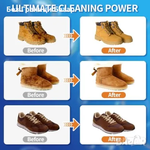 Нов Почистващ комплект за велур обувки 180мл с четка и кърпа за чистене, снимка 4 - Други стоки за дома - 50294758