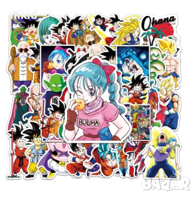 50 бр Dragon Ball драгон бол DragonBall самозалепващи лепенки стикери за украса декор картонена торт, снимка 4 - Други - 44751332