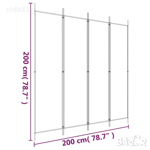 vidaXL Параван за стая, 4 панела, бял, 200x200 см, текстил, снимка 8 - Паравани - 56147182