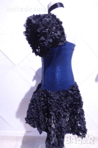 Детска рокля за спортни танци с паети в син цвят, снимка 5 - Детски рокли и поли - 49059774