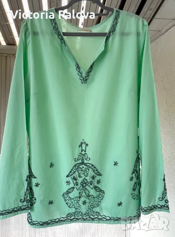 Красива блуза  SOUL REBEL индийски памук с мъниста, снимка 2 - Ризи - 50549498