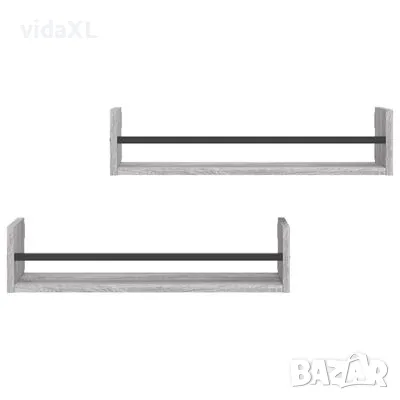 vidaXL Стенни рафтове с пръти 2 бр сив сонома 60x16x14 см(SKU:835437), снимка 3 - Други - 48492106