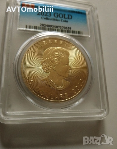 Позлатена Елизабет втора 50 долара 2023 г запечатана със сертификат , снимка 4 - Нумизматика и бонистика - 53655451