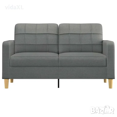 vidaXL 2-местен диван, тъмносив, 140 см, плат, снимка 3 - Дивани и мека мебел - 56147313