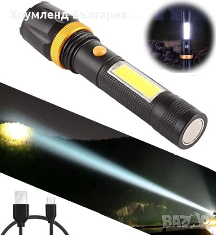 Мощен LED фенер 6в1 фокус до 300 метра обхват, магнит и странична лампа, снимка 6 - Къмпинг осветление - 44160614
