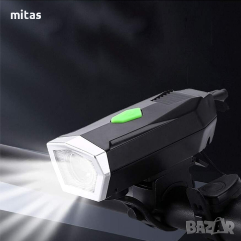 Предна LED светлина за велосипед с клаксон QX-Q25D, 210LM, 3xAAA бат., снимка 3 - Аксесоари за велосипеди - 44513651