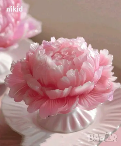 3d Божур многолистен едро цвете силиконов молд форма фондан смола шоколад гипс свещ декор, снимка 3 - Форми - 50247966