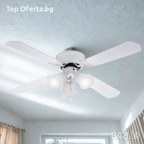 Таванен вентилатор Muhler с осветление, 107 см, 4 перки, снимка 2 - Вентилатори - 53776470