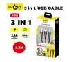 Кабел за зареждане KLGO 3в1 USB – > Type C – T634, снимка 1