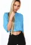 Къса дамска блуза с ластик в син цвят MP16365, снимка 1