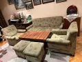 Продавам разтегателен диван, фотьойли, табуретки и маса, снимка 1
