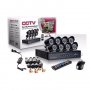 Пълен Комплект 8 камери + DVR 8-канален, CCTV, стойки кабели, адаптер,, снимка 1 - Комплекти за видеонаблюдение - 39155502