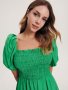 Дълга елегантна нова буфан ръкав къдри волани зелен зелена рокля Reserved, снимка 5