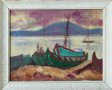 Картина, море, лодки, худ. Борис Краев, 1980-те год.