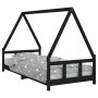vidaXL Рамка за детско легло, черна, 90x200 см, масивно борово дърво(SKU:834455, снимка 1 - Спални и легла - 44365291